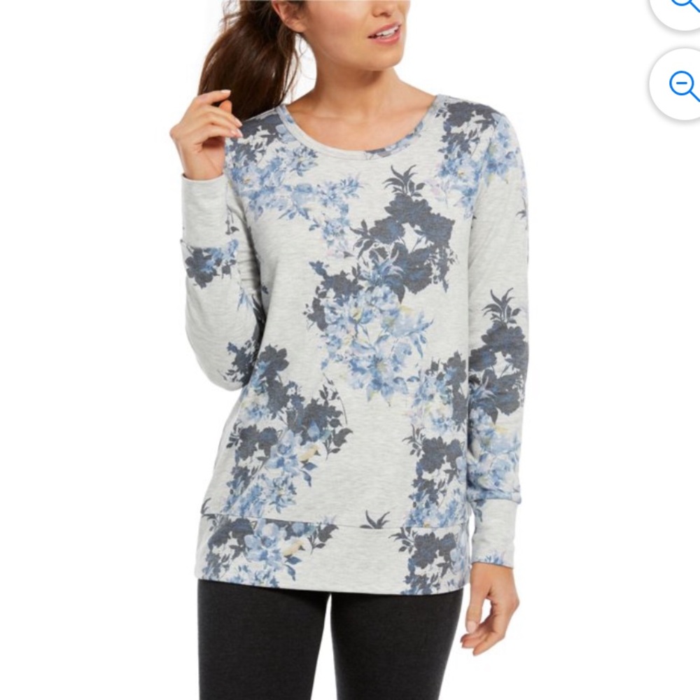 IDEOLOGY Womens Gray Floral Long Sleeve T-Shirt Active Wear Sweater Size Medium - Picture 3 of 9